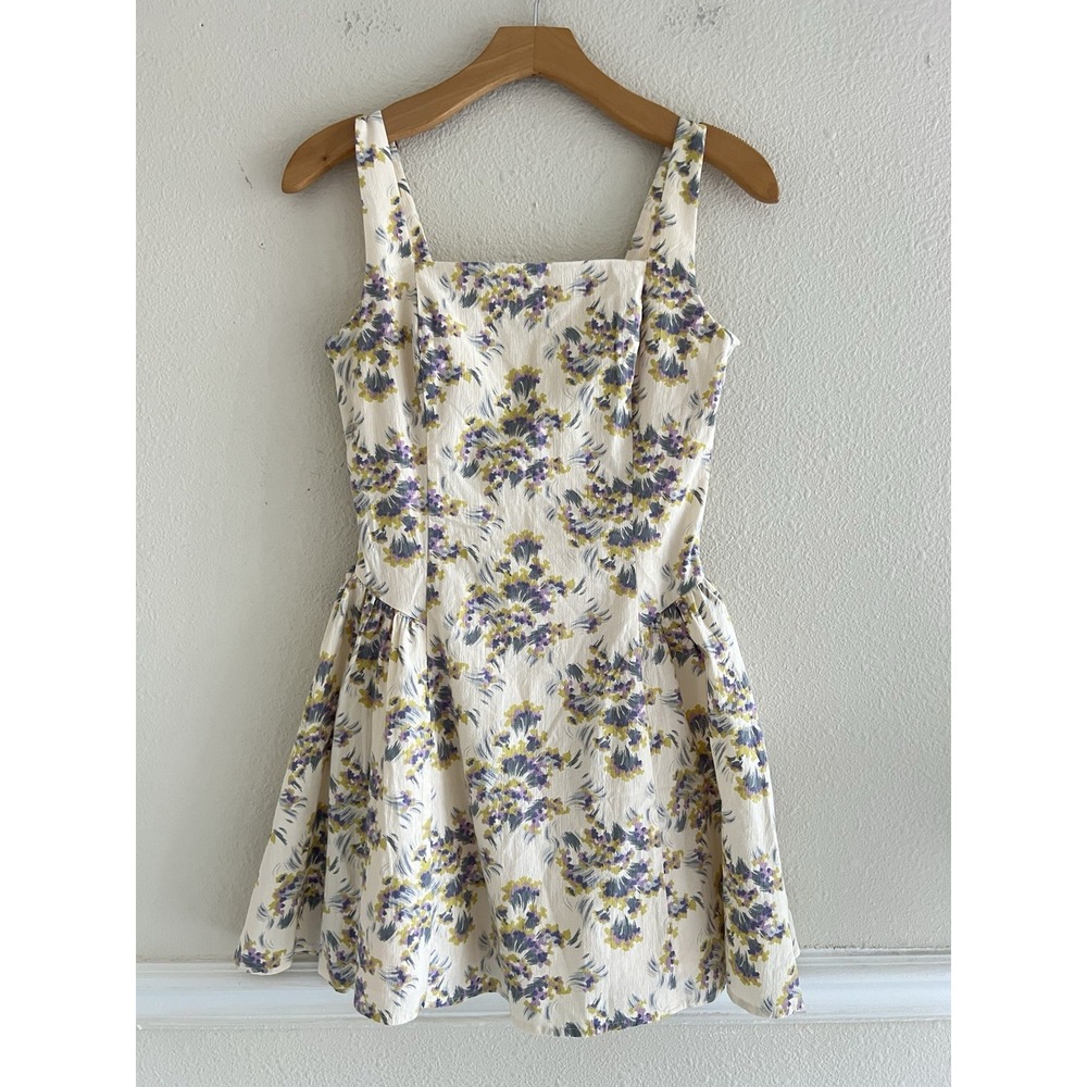 New Abercrombie & Fitch Floral Drop Waist Mini Dress Small Coquette Poplin $80